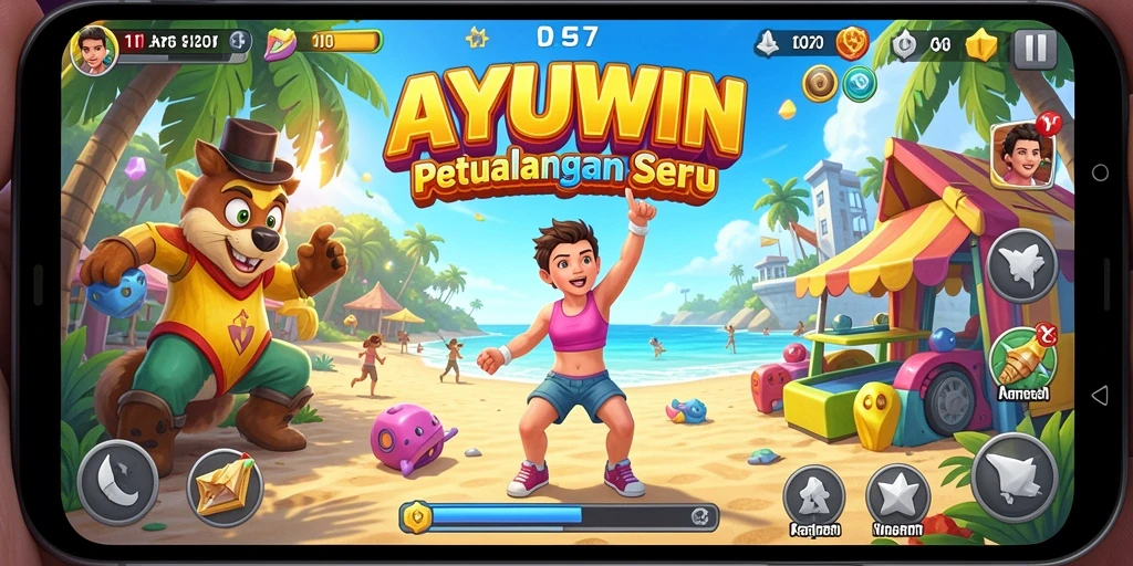 Screenshot gameplay AYUWIN yang menampilkan aksi seru dalam permainan Arcade.