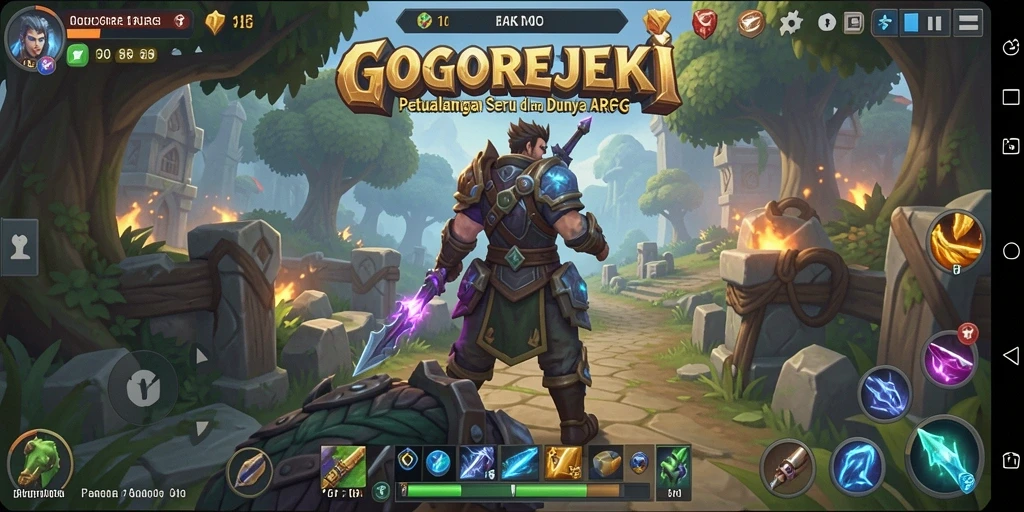 Tangkapan layar gameplay GOGOREJEKI menampilkan pertempuran epik dan eksplorasi menakjubkan.