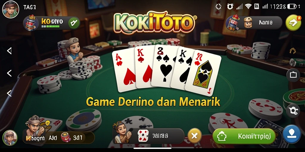 Tampilan utama KOKITOTO menampilkan gameplay Domino yang seru.
