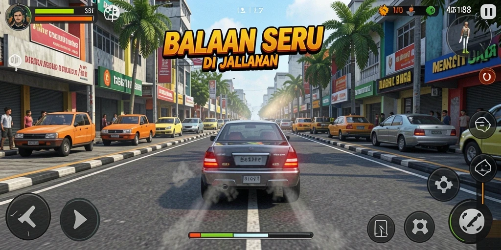 Screenshot MDG188 menampilkan balapan seru dengan mobil cepat dan trek menantang.