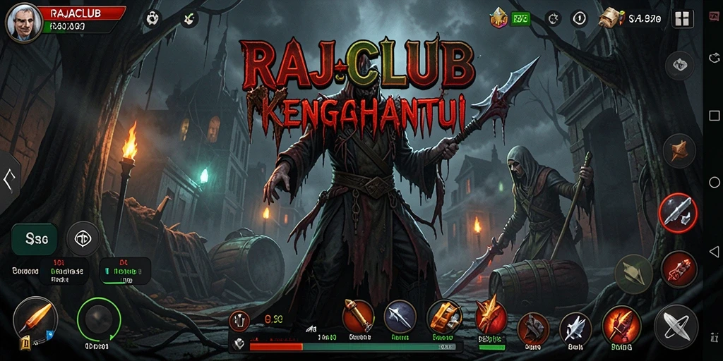 Tampilan gameplay menakutkan di RAJACLUB dengan suasana yang mencekam.