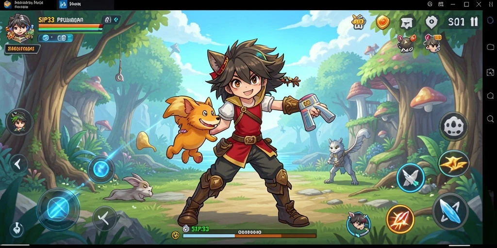 Tampilan gameplay SIP33 yang menampilkan karakter anime dalam aksi.